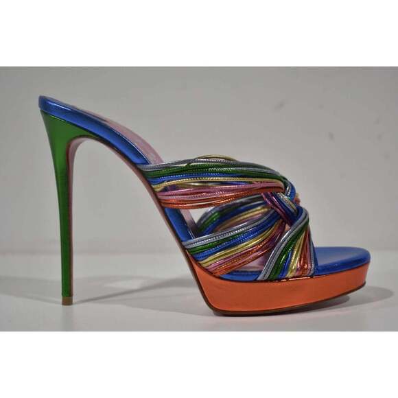 Christian Louboutin Multitaski Alta 120 Multicolor Backless Sandal Heel Pump 37 - Picture 2 of 12
